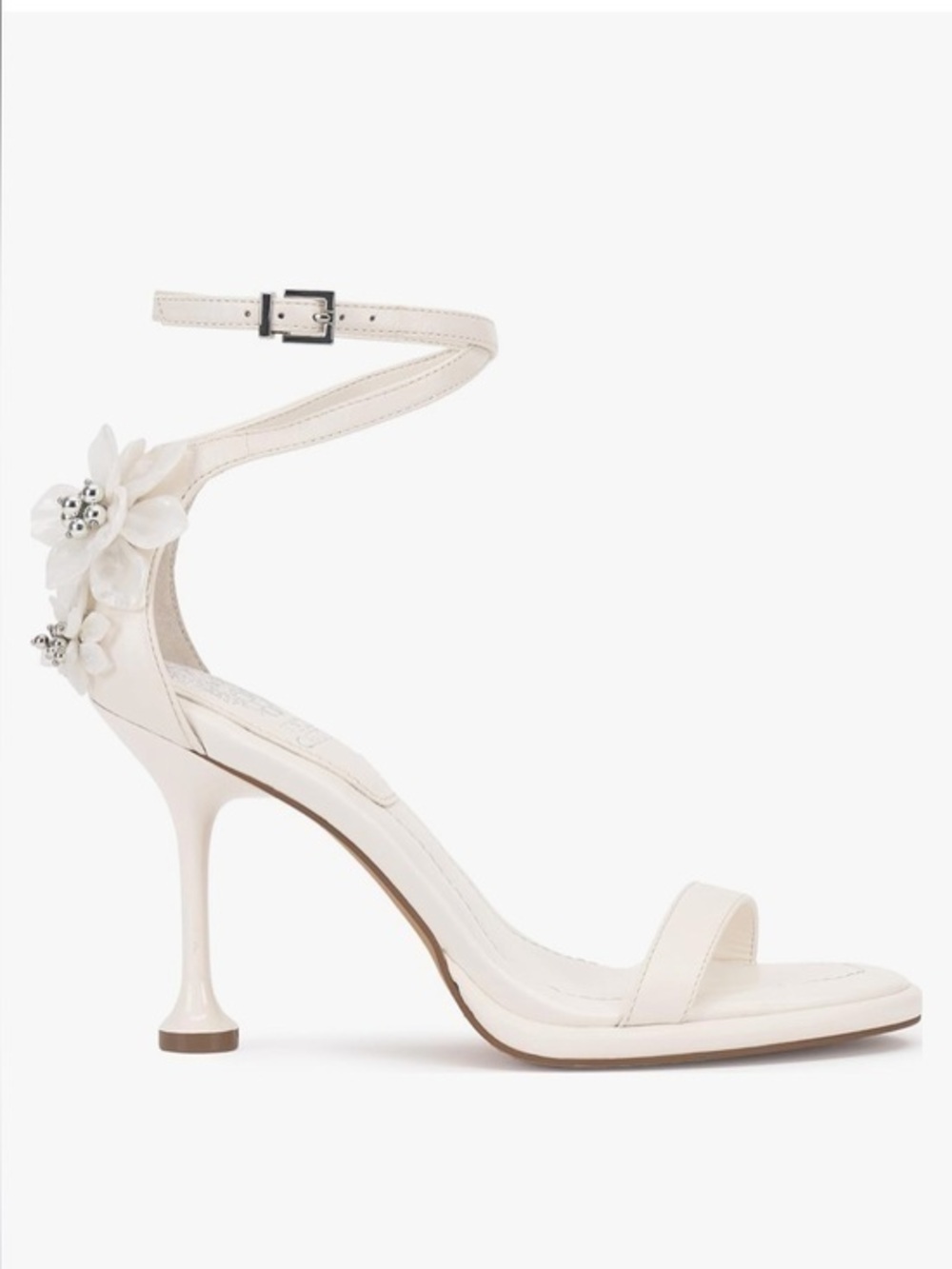 Vince Camuto Ivory Floral Ankle-Strap Stiletto Sandal